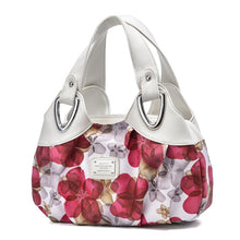 Load image into Gallery viewer, 722 Women Soft Leather Handbag, Green handle Lily, Green Handle Rose, White Handle Green Flower, White Handle Red Flower, White Handle Purple Flower, Black Handle Green Flower, Black Handle Red Flower, Black Handle Purple Flower, White Handle Red Rose ...