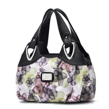 Load image into Gallery viewer, 722 Women Soft Leather Handbag, Green handle Lily, Green Handle Rose, White Handle Green Flower, White Handle Red Flower, White Handle Purple Flower, Black Handle Green Flower, Black Handle Red Flower, Black Handle Purple Flower, White Handle Red Rose ...