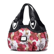 Load image into Gallery viewer, 722 Women Soft Leather Handbag, Green handle Lily, Green Handle Rose, White Handle Green Flower, White Handle Red Flower, White Handle Purple Flower, Black Handle Green Flower, Black Handle Red Flower, Black Handle Purple Flower, White Handle Red Rose ...