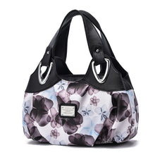 Load image into Gallery viewer, 722 Women Soft Leather Handbag, Green handle Lily, Green Handle Rose, White Handle Green Flower, White Handle Red Flower, White Handle Purple Flower, Black Handle Green Flower, Black Handle Red Flower, Black Handle Purple Flower, White Handle Red Rose ...