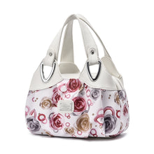 Load image into Gallery viewer, 722 Women Soft Leather Handbag, Green handle Lily, Green Handle Rose, White Handle Green Flower, White Handle Red Flower, White Handle Purple Flower, Black Handle Green Flower, Black Handle Red Flower, Black Handle Purple Flower, White Handle Red Rose ...