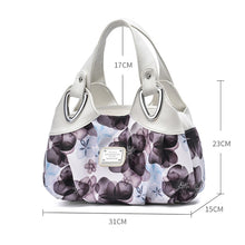 Load image into Gallery viewer, 722 Women Soft Leather Handbag, Green handle Lily, Green Handle Rose, White Handle Green Flower, White Handle Red Flower, White Handle Purple Flower, Black Handle Green Flower, Black Handle Red Flower, Black Handle Purple Flower, White Handle Red Rose ...