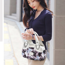 Load image into Gallery viewer, 722 Women Soft Leather Handbag, Green handle Lily, Green Handle Rose, White Handle Green Flower, White Handle Red Flower, White Handle Purple Flower, Black Handle Green Flower, Black Handle Red Flower, Black Handle Purple Flower, White Handle Red Rose ...