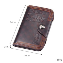 Load image into Gallery viewer, Menbense Short Fashion Leisure Magnetic Buckle Large Capacity 3 Fold Male Wallet, Black, Dark Brown