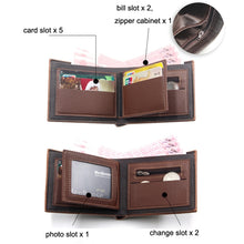 Load image into Gallery viewer, Menbense Hot Stamping Hinge Short Matte Multi-Card Large Capacity Male Wallet, D3301-4 Black, D3301-4 Light Brown, D3301-4 Dark Brown, D3301-5 Black, D3301-5 Light Brown, D3301-5 Dark Brown
