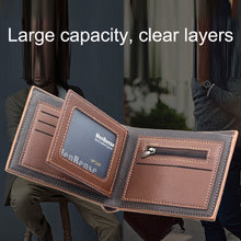 Load image into Gallery viewer, Menbense Hot Stamping Hinge Short Matte Multi-Card Large Capacity Male Wallet, D3301-4 Black, D3301-4 Light Brown, D3301-4 Dark Brown, D3301-5 Black, D3301-5 Light Brown, D3301-5 Dark Brown