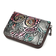 Load image into Gallery viewer, Zip Multi-card Hand-painted Organ Leather Card Holder, Red, Green, Silver