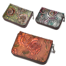 Load image into Gallery viewer, Zip Multi-card Hand-painted Organ Leather Card Holder, Red, Green, Silver