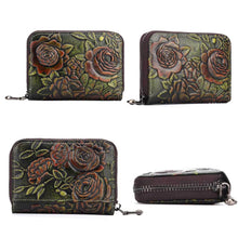 Load image into Gallery viewer, Zip Multi-card Hand-painted Organ Leather Card Holder, Red, Green, Silver