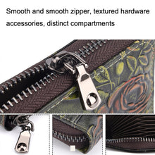 Load image into Gallery viewer, Zip Multi-card Hand-painted Organ Leather Card Holder, Red, Green, Silver
