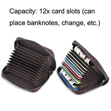 Load image into Gallery viewer, Zip Multi-card Hand-painted Organ Leather Card Holder, Red, Green, Silver