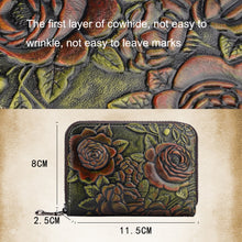 Load image into Gallery viewer, Zip Multi-card Hand-painted Organ Leather Card Holder, Red, Green, Silver