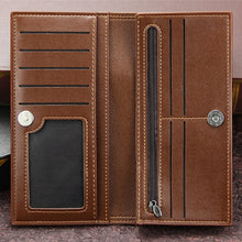 Load image into Gallery viewer, MenBense Long Fashion Embossed Magnetic Buckle Multi-Card Slot Men Wallet