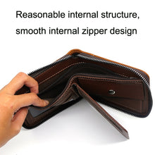 Load image into Gallery viewer, Menbense Casual Fashion Large Capacity Multi-Card Retro Zipper Wallet, Black, Dark Brown, Light Brown