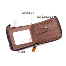 Load image into Gallery viewer, Menbense Casual Fashion Large Capacity Multi-Card Retro Zipper Wallet, Black, Dark Brown, Light Brown