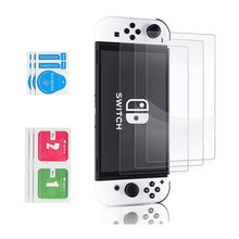 Load image into Gallery viewer, Game Console Crystal Shell Remote Sensing Cap Tempered Film Storage Bag Set For Switch OLED Console, Storage Bag+Crystal Case+Rocker Capx6+Tempered Film, White Storage Bag 14 In 1(Hand Rope), White Storage Bag 16 In 1