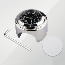 Load image into Gallery viewer, Aluminum Alloy Plating Motorcycle Handlebar Clock, Clock Silver Shell White Background, Clock Black Shell White Background, Clock Black Shell Black Background, Clock Silver Shell Black Background