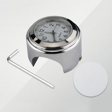 Load image into Gallery viewer, Aluminum Alloy Plating Motorcycle Handlebar Clock, Clock Silver Shell White Background, Clock Black Shell White Background, Clock Black Shell Black Background, Clock Silver Shell Black Background