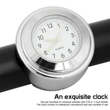 Load image into Gallery viewer, Aluminum Alloy Plating Motorcycle Handlebar Clock, Clock Silver Shell White Background, Clock Black Shell White Background, Clock Black Shell Black Background, Clock Silver Shell Black Background