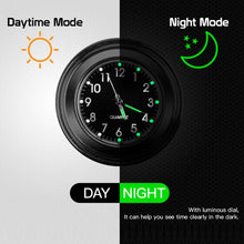 Load image into Gallery viewer, Aluminum Alloy Plating Motorcycle Handlebar Clock, Clock Silver Shell White Background, Clock Black Shell White Background, Clock Black Shell Black Background, Clock Silver Shell Black Background