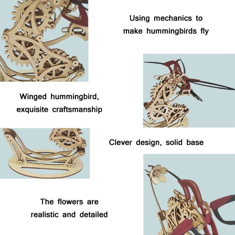 3D Wooden Mechanical Hummingbird Hand-Assembled Puzzle Model