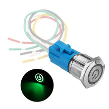 Load image into Gallery viewer, 2 PCS 19mm Car Modified Metal Waterproof Button Flat Switch With Light, Color:, Reset  Blue Light, Reset Red Light, Reset Green Light, Self-lock Blue Light, Self-lock Red Light, Self-lock Green Light