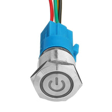 Load image into Gallery viewer, 2 PCS 19mm Car Modified Metal Waterproof Button Flat Switch With Light, Color:, Reset  Blue Light, Reset Red Light, Reset Green Light, Self-lock Blue Light, Self-lock Red Light, Self-lock Green Light