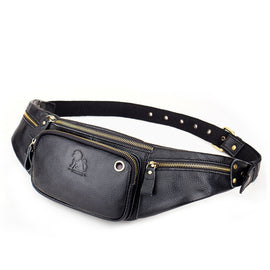 LAOSHIZI Vintage Leather Waist Bag Shoulder Crossbody Bag Shoulder Chest Bag For Men, Black, Brown