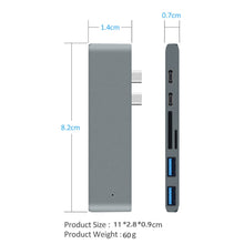 Load image into Gallery viewer, 7 In 1 100W USB 3.1 To 20VPD+Card Reader Data+HUB+HDMI 4K Converter, Gray, Silver