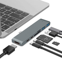 Load image into Gallery viewer, TYPE-C To 4K HDMI HUB Docking Station TF/SD Card Reader For MacBook Pro, Grey, Silver