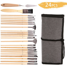 Load image into Gallery viewer, 24 In 1 Nylon Wool Brush Canvas Storage Bag Set Oil Painting Gouache Watercolor Brush, 24 In 1 Oil Painting