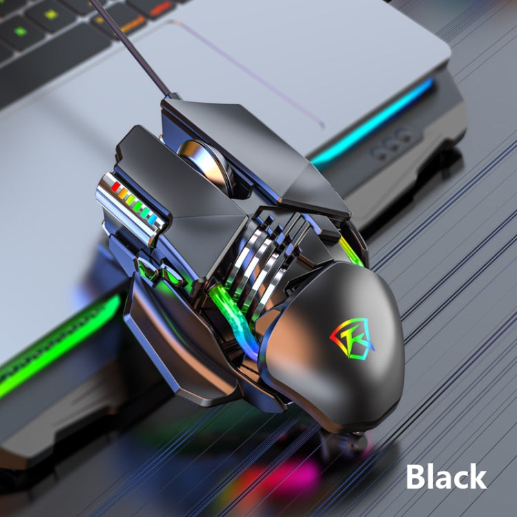 Taijia P3 6 Keys RGB Lighting Adjustable Wired Mouse, Black, White