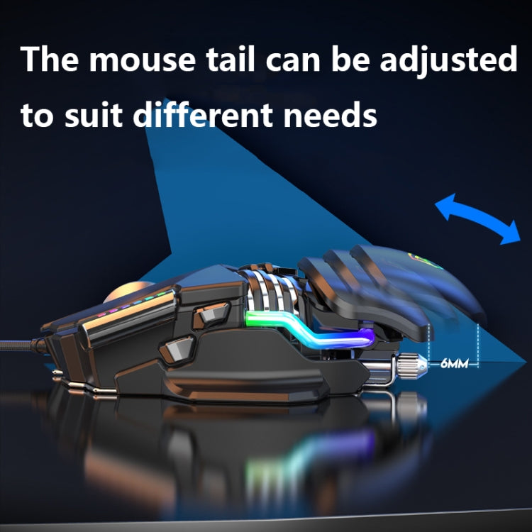 Taijia P3 6 Keys RGB Lighting Adjustable Wired Mouse, Black, White