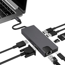 Load image into Gallery viewer, 8 In 1 Type-C To HDMI+VAG Gigabit RJ45+USB3.0 Docking Station