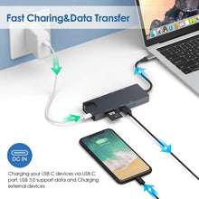 Load image into Gallery viewer, 8 In 1 Type-C To HDMI+VAG Gigabit RJ45+USB3.0 Docking Station