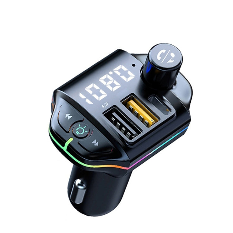 A10 Colorful Atmosphere Light FM Bluetooth Transmitter Car Charger, A10