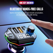Load image into Gallery viewer, A10 Colorful Atmosphere Light FM Bluetooth Transmitter Car Charger, A10