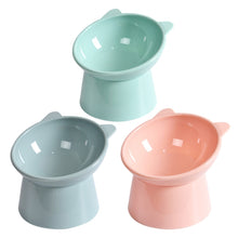 Load image into Gallery viewer, Pet Tall Protection Cervical Slant Mouth Food Bowl Anti-overturning Plastic Cat Bowl, Blue, Pink, Gray