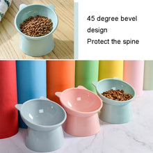 Load image into Gallery viewer, Pet Tall Protection Cervical Slant Mouth Food Bowl Anti-overturning Plastic Cat Bowl, Blue, Pink, Gray