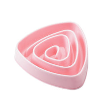 Load image into Gallery viewer, Plastic Triangle Resistant Pet Slow Bowl Anti-choking Dog Food Bowl, Large Pink, Large Blue, Large Beige