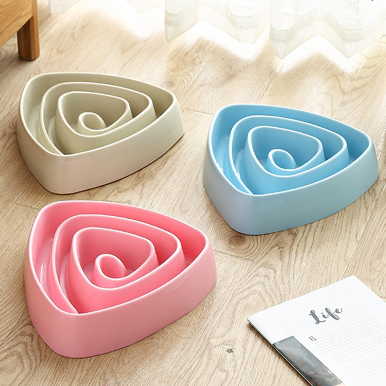 Plastic Triangle Resistant Pet Slow Bowl Anti-choking Dog Food Bowl, Large Pink, Large Blue, Large Beige