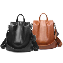 Load image into Gallery viewer, TFZ468 Vintage PU Soft Leather Ladies Backpack, Black, Khaki