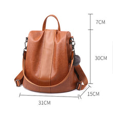 Load image into Gallery viewer, TFZ468 Vintage PU Soft Leather Ladies Backpack, Black, Khaki