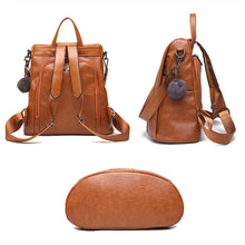 Load image into Gallery viewer, TFZ468 Vintage PU Soft Leather Ladies Backpack, Black, Khaki