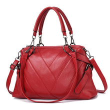 Load image into Gallery viewer, TFZ 250 Geometric Colorblock Soft Leather Handbag, Red Wine, Green, Black, Dark Gray, Black White, Rubber Pink