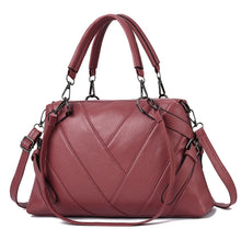 Load image into Gallery viewer, TFZ 250 Geometric Colorblock Soft Leather Handbag, Red Wine, Green, Black, Dark Gray, Black White, Rubber Pink