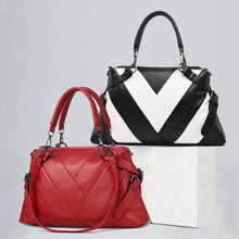 Load image into Gallery viewer, TFZ 250 Geometric Colorblock Soft Leather Handbag, Red Wine, Green, Black, Dark Gray, Black White, Rubber Pink