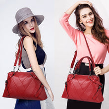 Load image into Gallery viewer, TFZ 250 Geometric Colorblock Soft Leather Handbag, Red Wine, Green, Black, Dark Gray, Black White, Rubber Pink