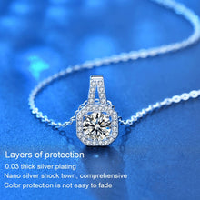 Load image into Gallery viewer, XMZ018 925 Silver Moissanite Diamond Necklace Square Diamond Neck Chain, Specification:, XMZ018 1 Carat, XMZ018 2 Carat