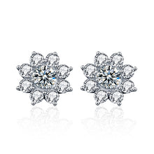 Load image into Gallery viewer, XEZ002 925 Silver Sun Flower Earrings Moissanite Diamond Personal Earrings, XEZ002